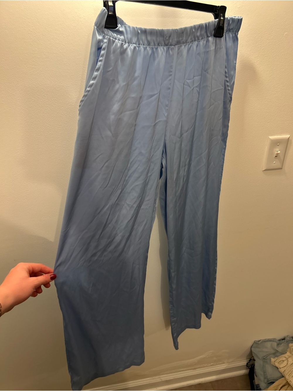 stars above Light Blue Wide-Leg Kids Joggers